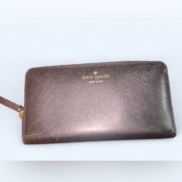 Kate Spade Classic Black Spencer Zip Around Wallet Saffiano Leather - Picture 2 of 9